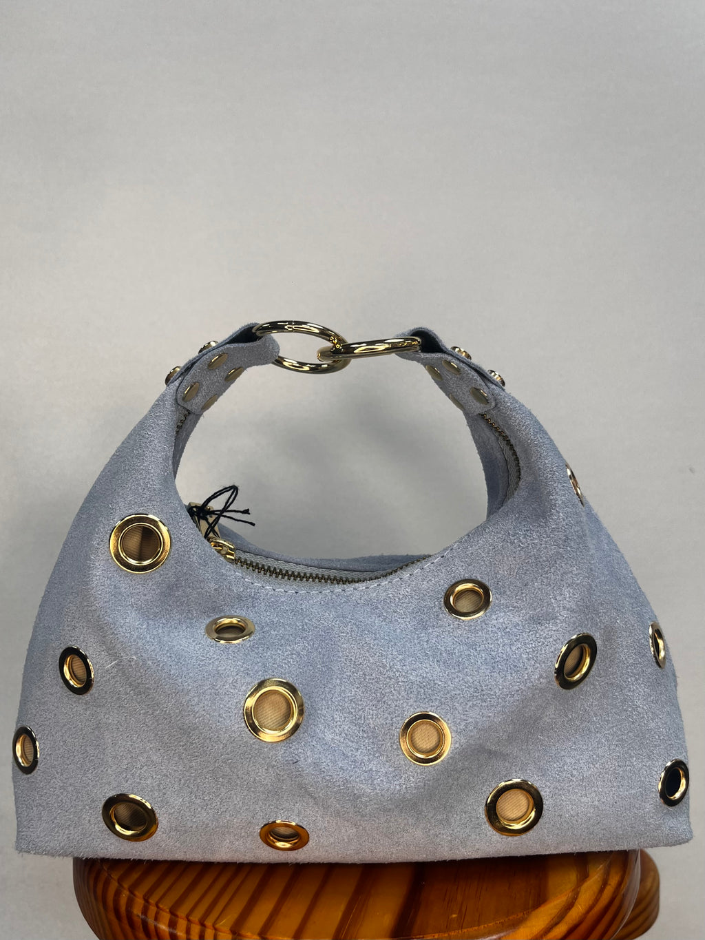 BOLSO ANTE MINI TACHUELA ABIERTA AZUL
