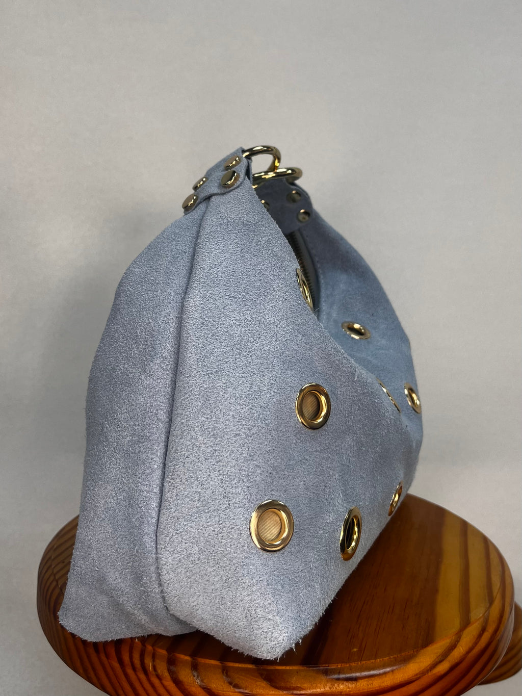 BOLSO ANTE MINI TACHUELA ABIERTA AZUL