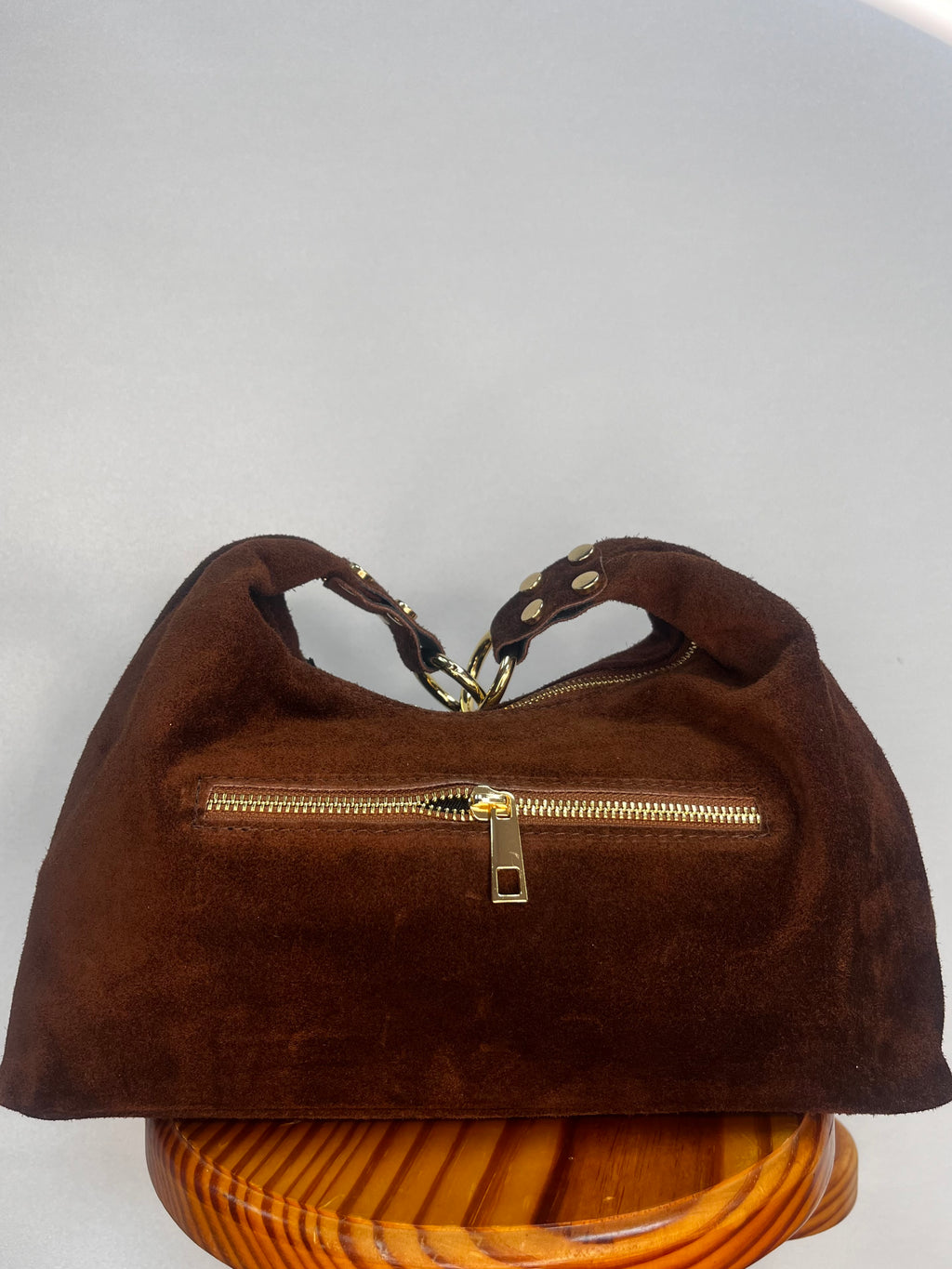 BOLSO ANTE MEDIANO TACHUELA ABIERTA MARRÓN