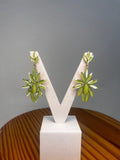 PENDIENTES FLOR DE CRISTAL VERDE