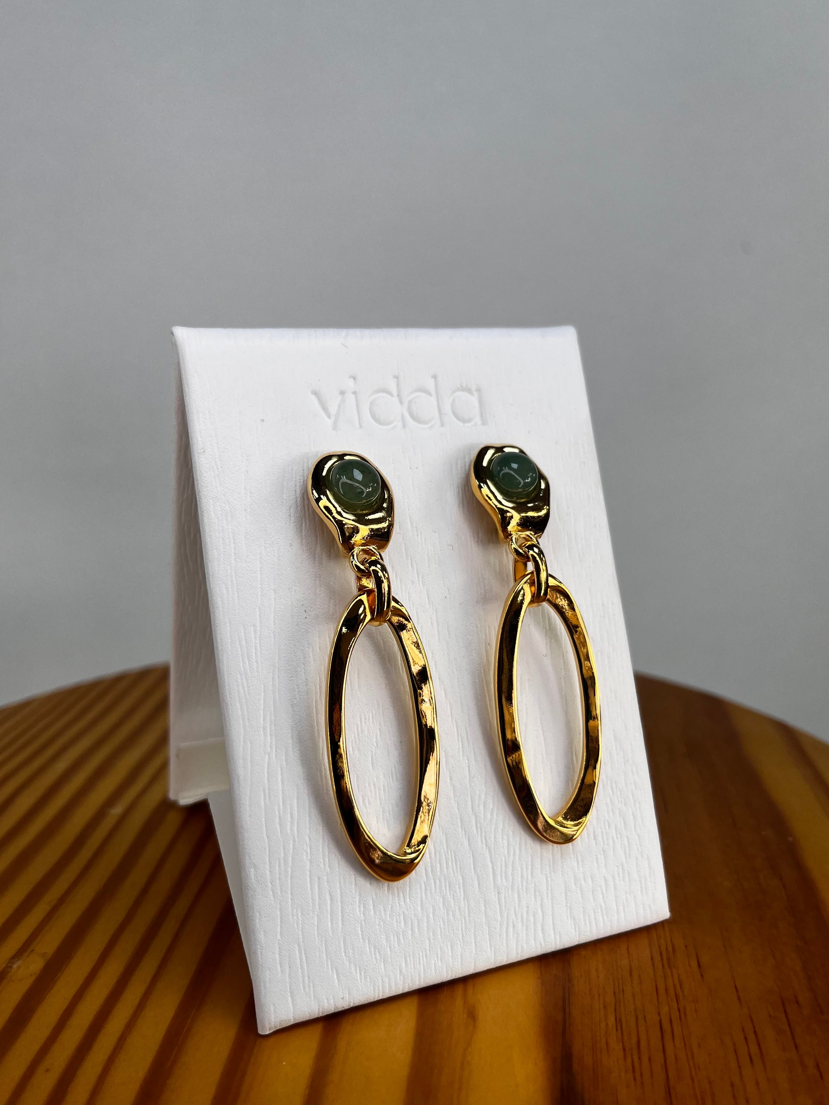 PENDIENTES ORO Y VERDE VIDDA
