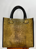 BOLSO ANTE Y COCODRILO GRANDE VERDE