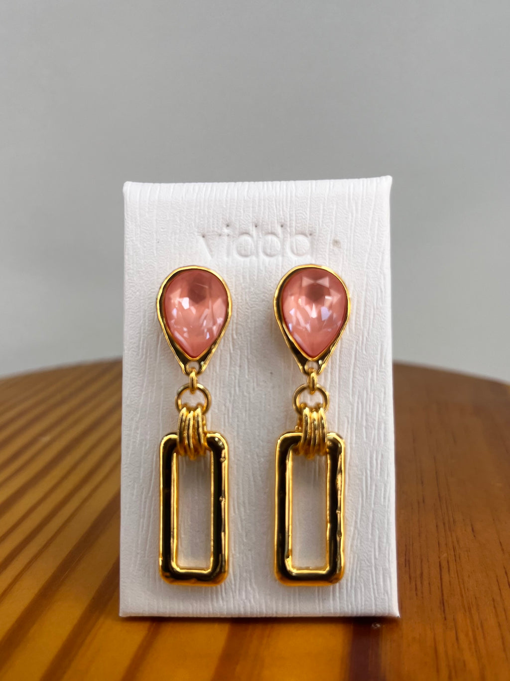 PENDIENTES ORO Y ROSA VIDDA