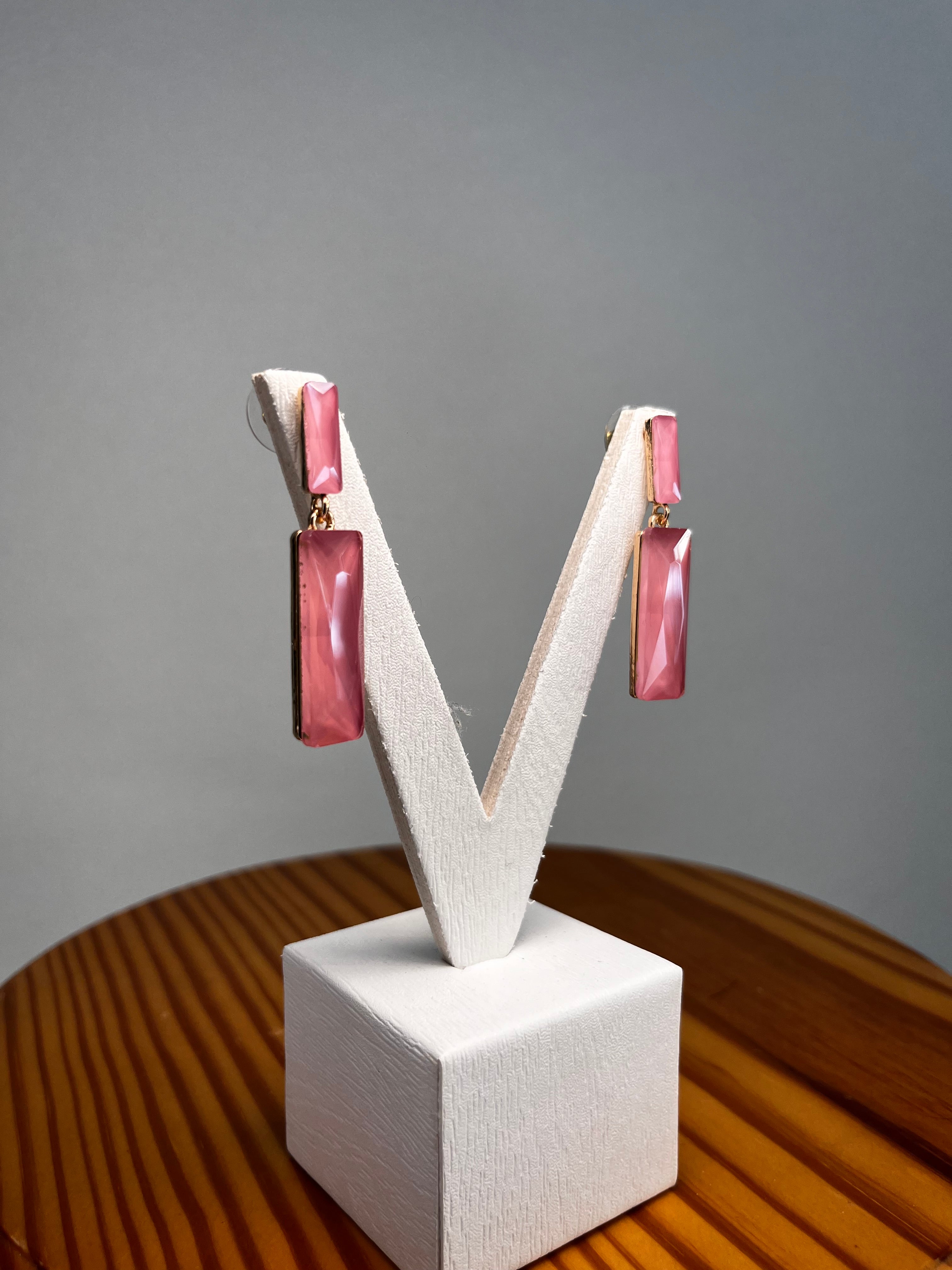 PENDIENTES CRISTAL ROSA