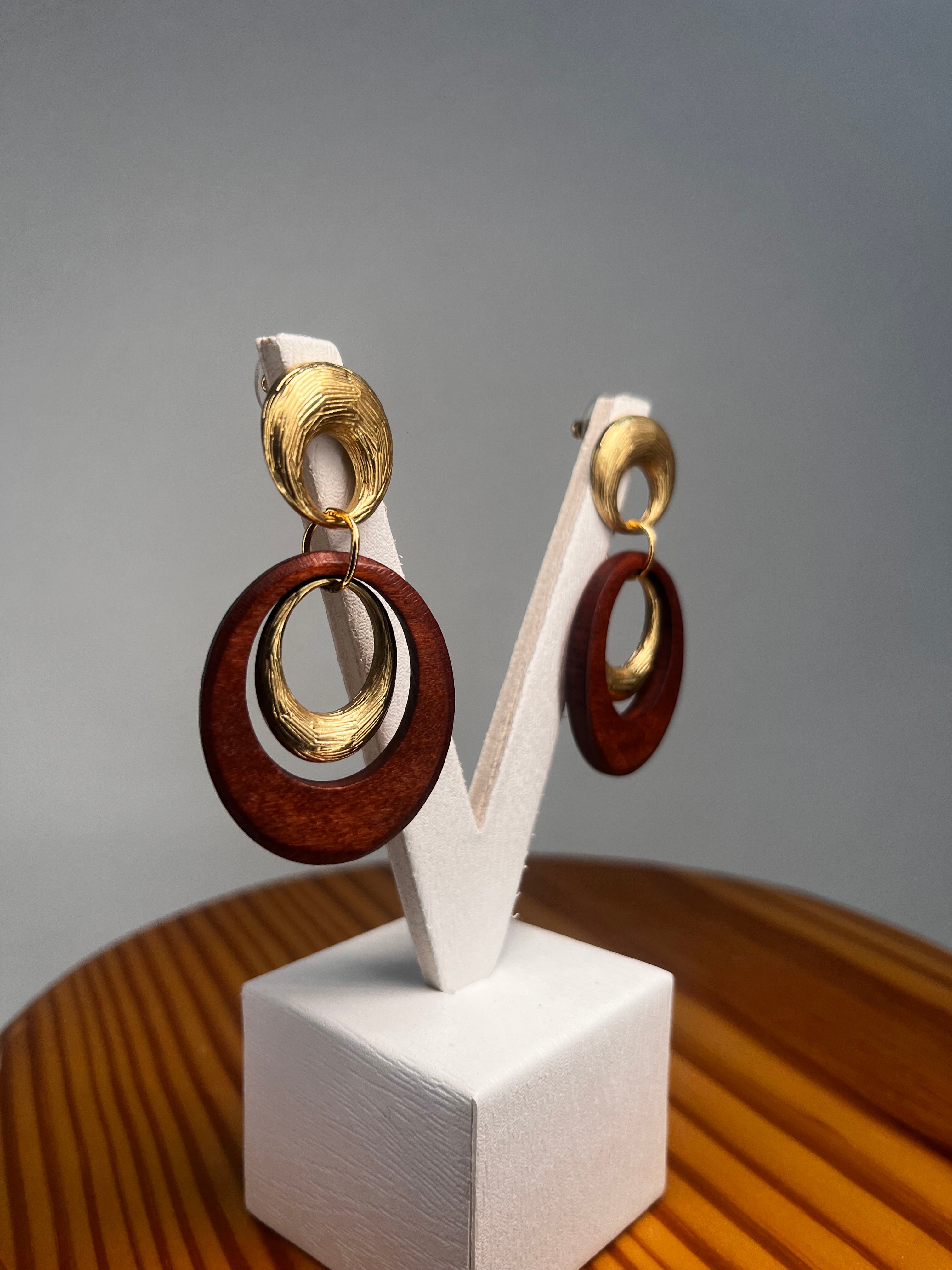 PENDIENTES MADERA MULTI CIRCLE