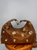 BOLSO BRILLO MINI TACHUELA ABIERTA MARRÓN