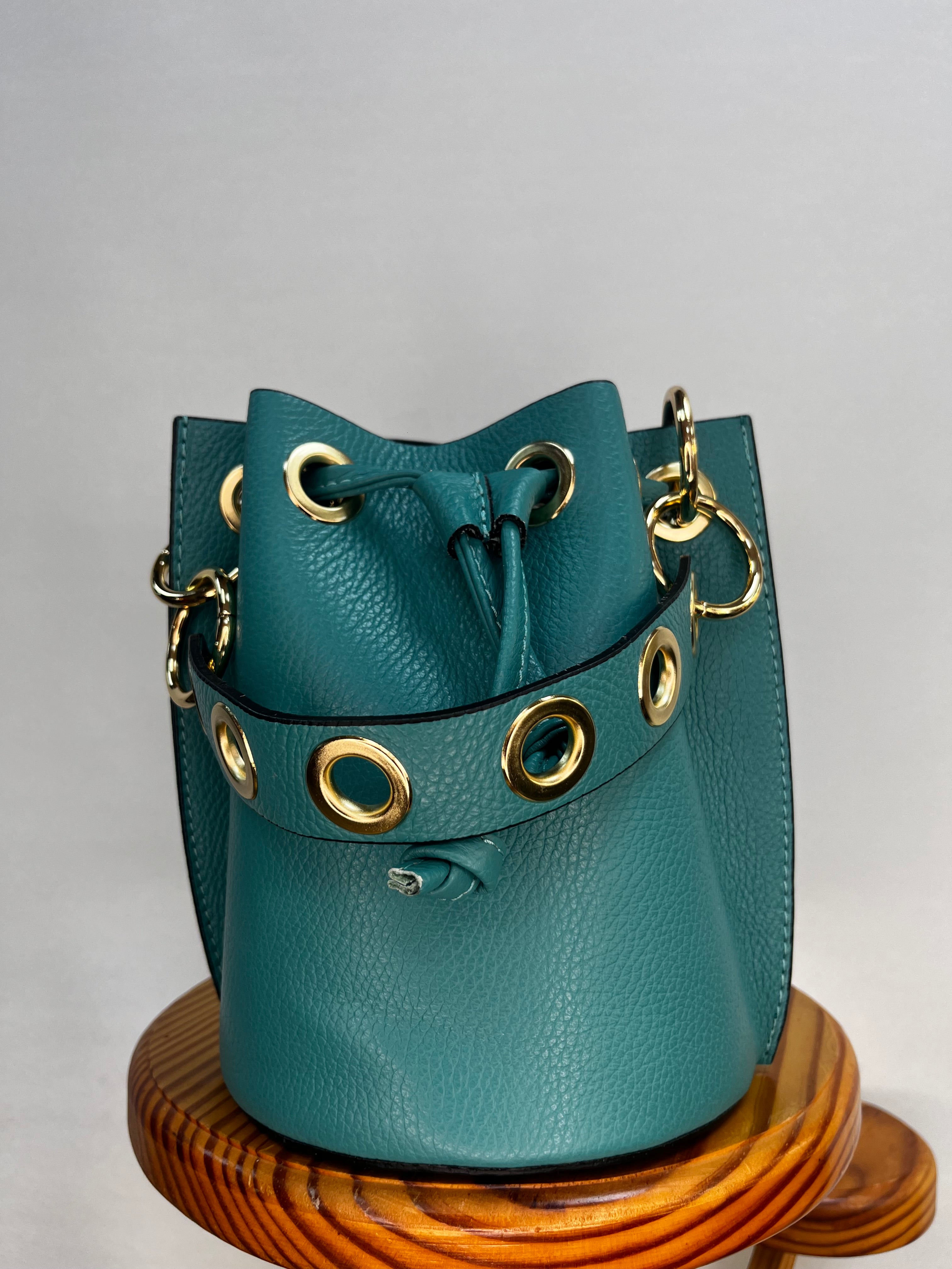 BOLSO BOMBONERA MINI AZUL VERDOSO