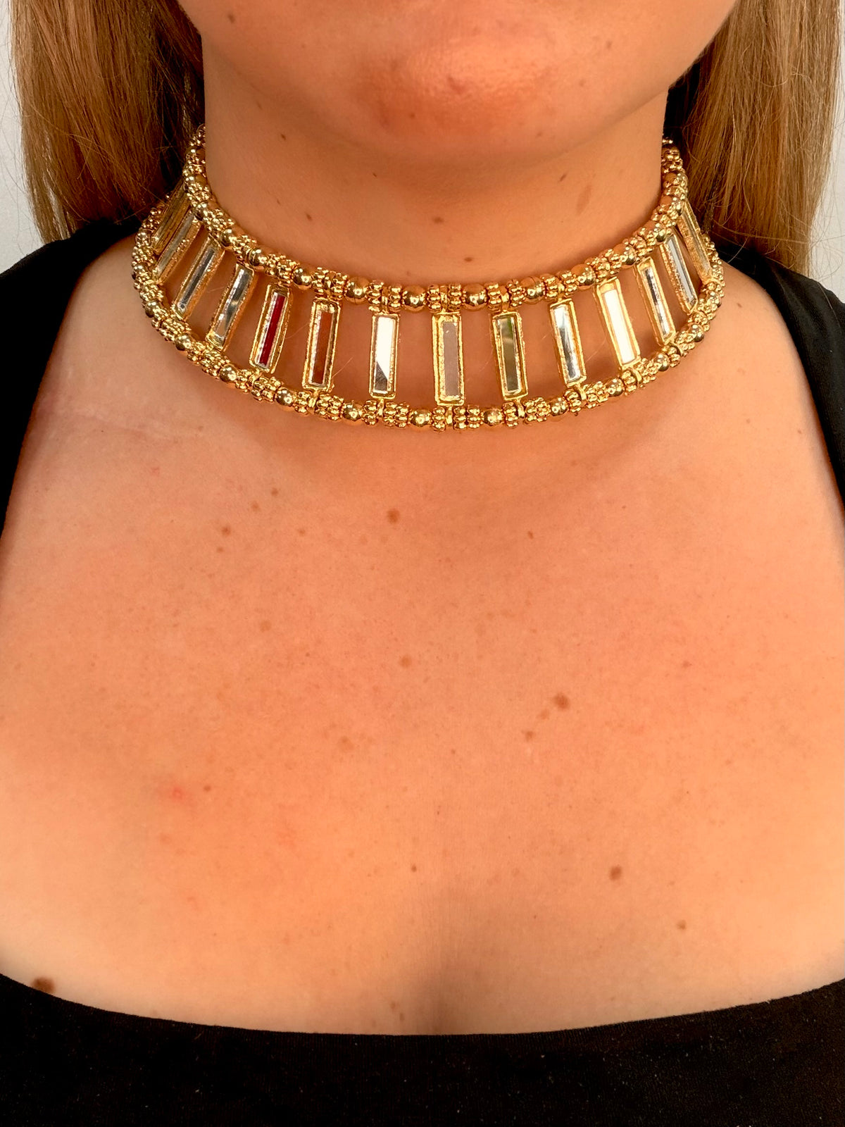 CHOKER RÍGIDO DORADO ESPEJITOS LÍNEA