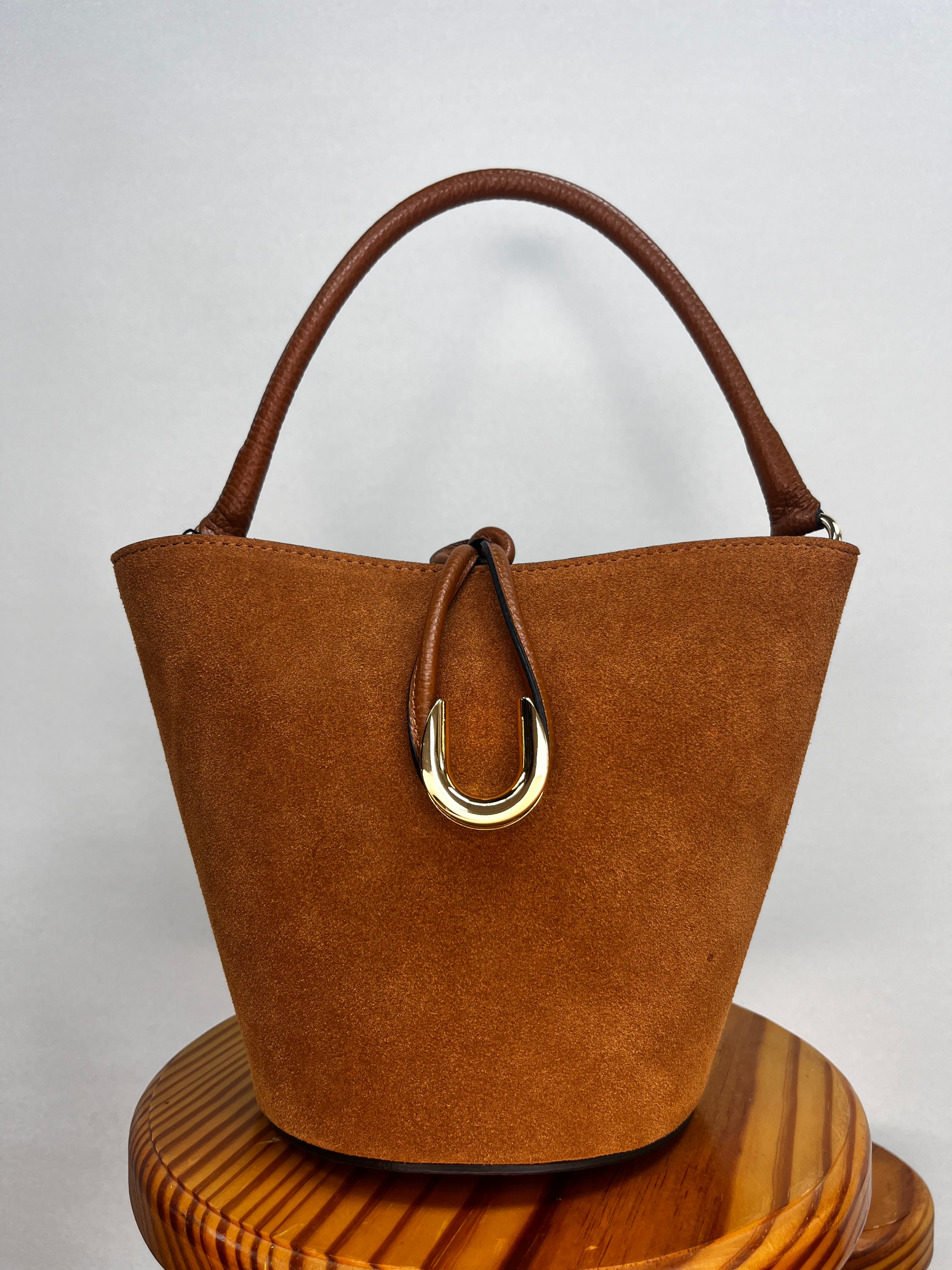 BOLSO BOMBONERA ANTE MINI MARRÓN