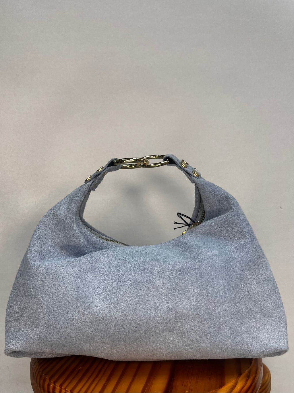BOLSO ANTE MINI TACHUELA ABIERTA AZUL