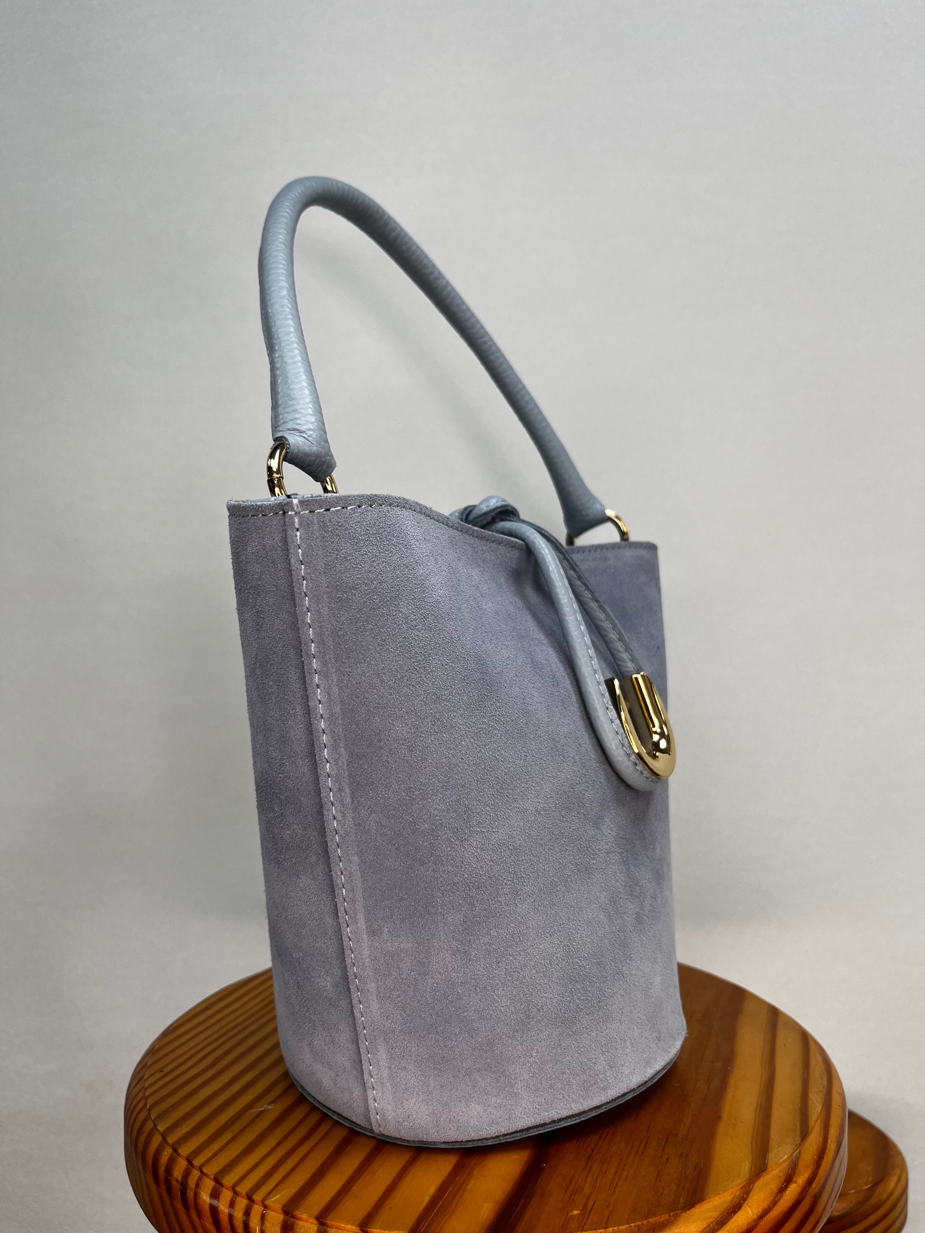 BOLSO BOMBONERA ANTE MINI AZUL