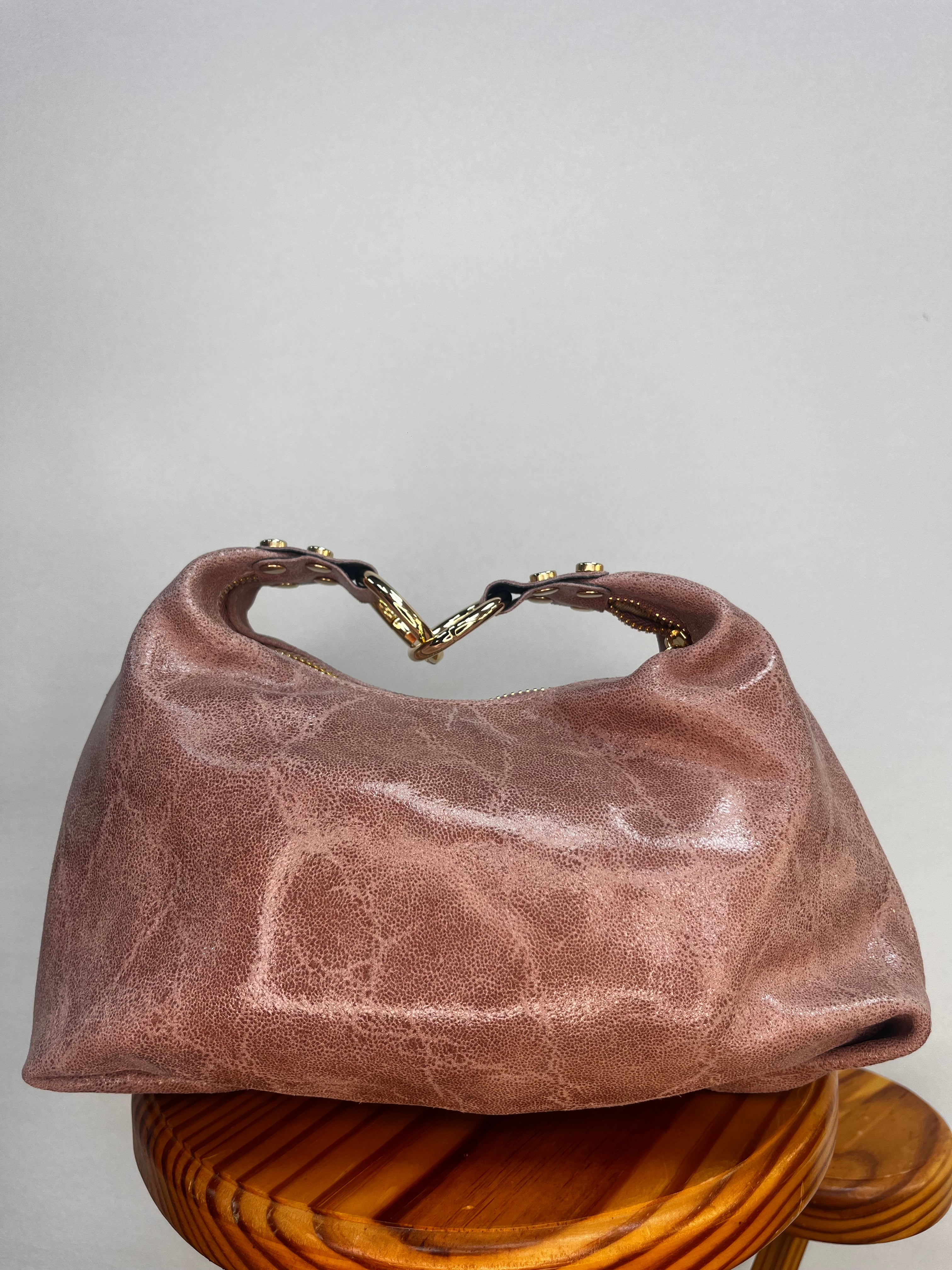BOLSO BRILLO MINI TACHUELA ABIERTA ROSA