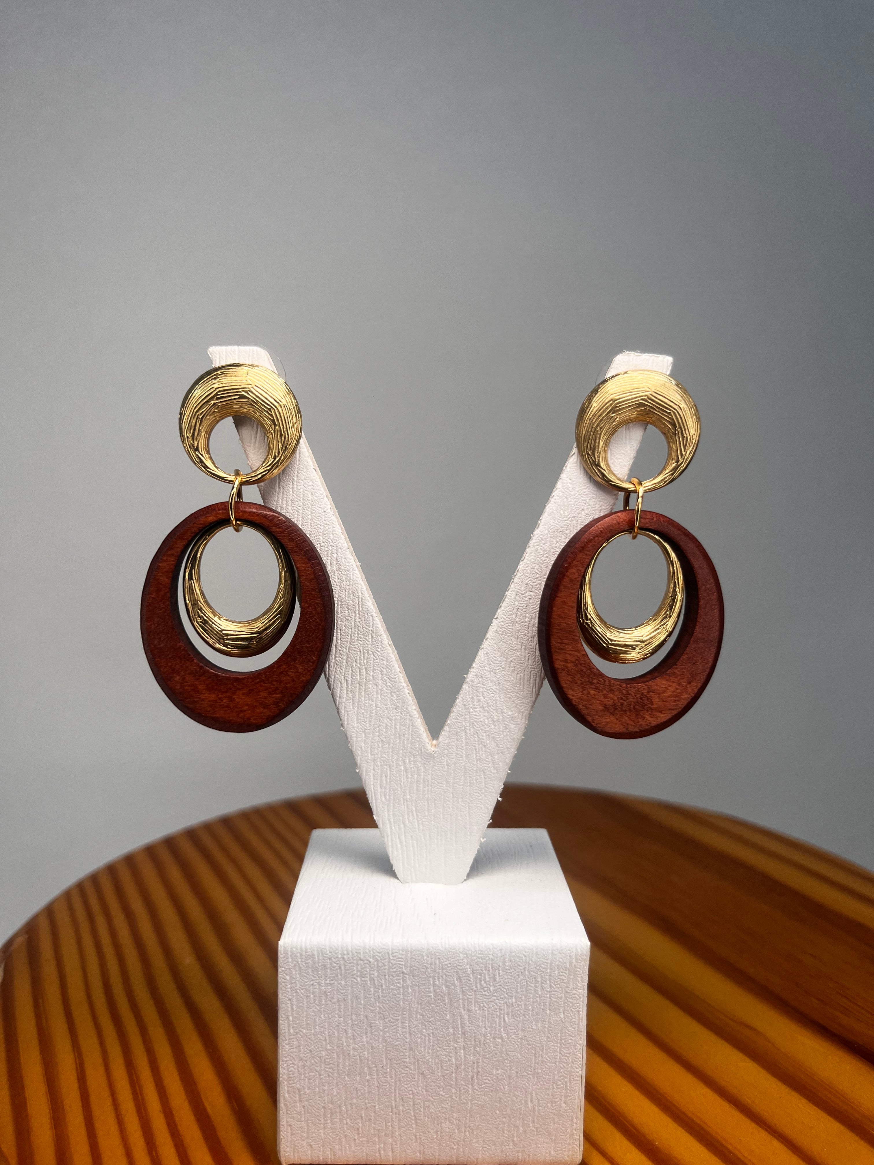 PENDIENTES MADERA MULTI CIRCLE