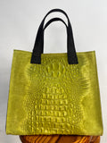 BOLSO ANTE Y COCODRILO MEDIANO VERDE PISTACHO