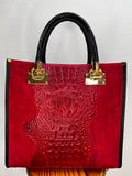 BOLSO ANTE Y COCODRILO GRANDE ROJO