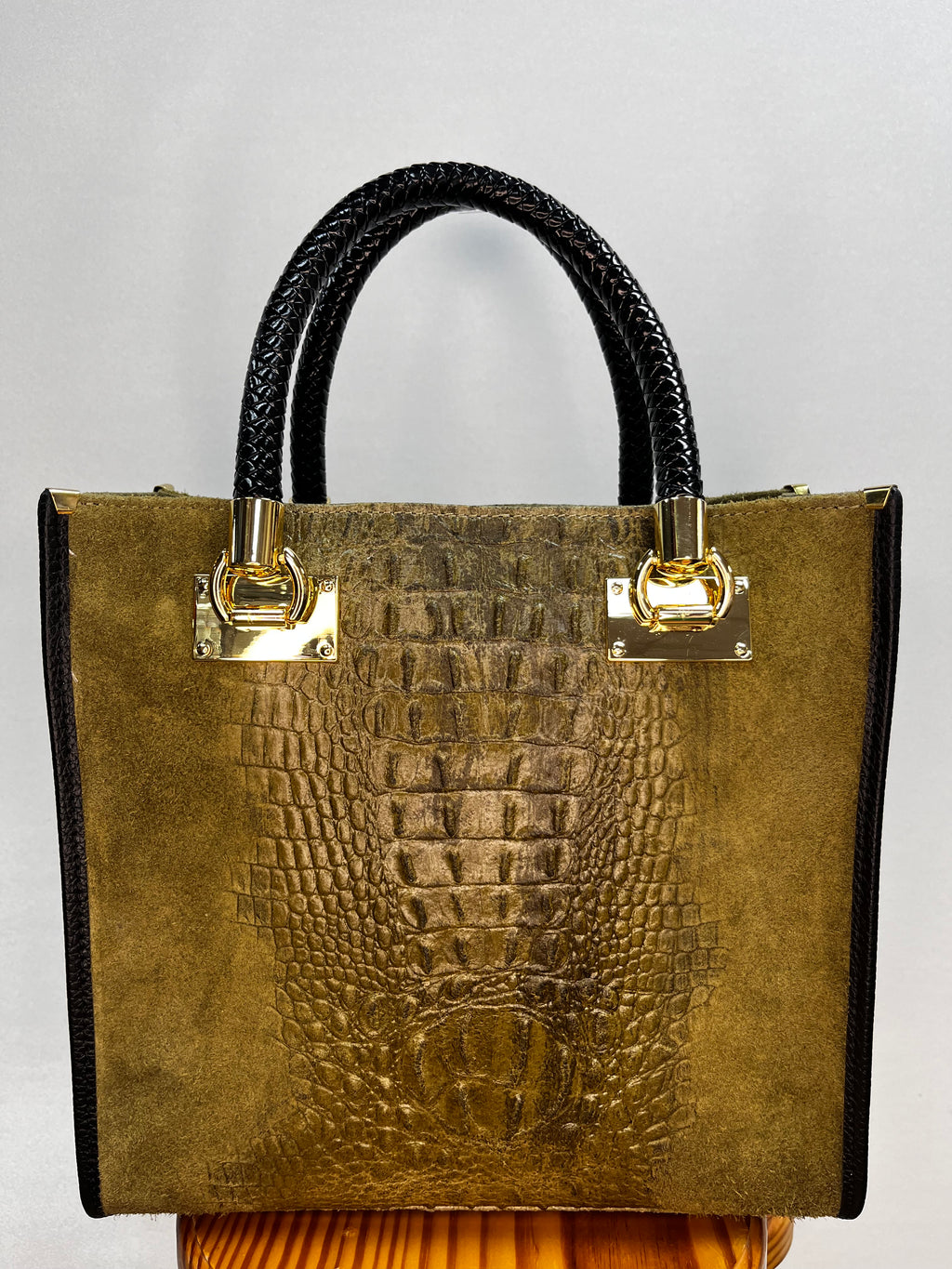 BOLSO ANTE Y COCODRILO GRANDE VERDE