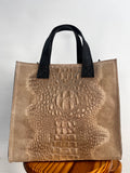 BOLSO ANTE Y COCODRILO MEDIANO TOPO