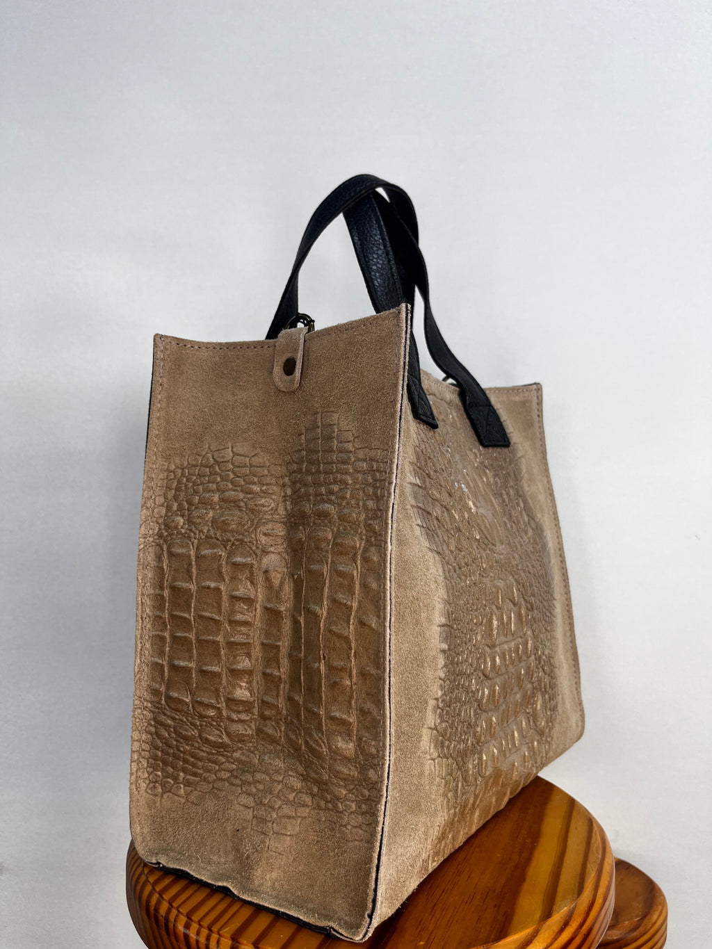 BOLSO ANTE Y COCODRILO MEDIANO TOPO