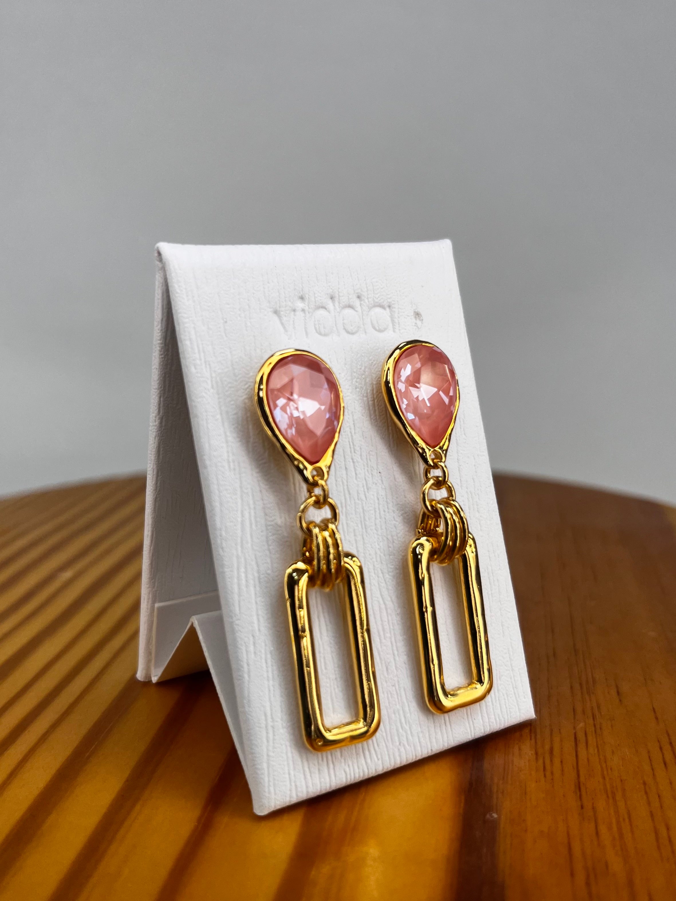 PENDIENTES ORO Y ROSA VIDDA